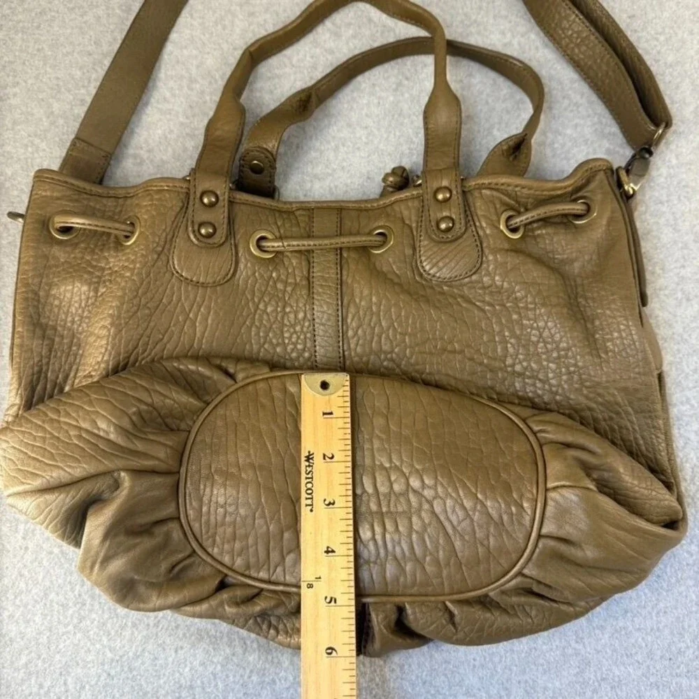 Nordstrom Olive‎ Green Leather Bucket Bag Adjustable Strap Drawstring Close NWT